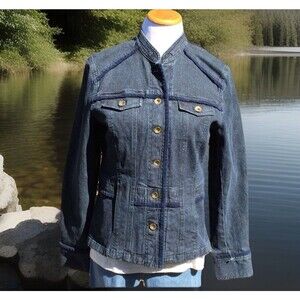 JONES NEW YORK SPORT Women’s S Stretch Denim Jacket Military Style Smart Look‎